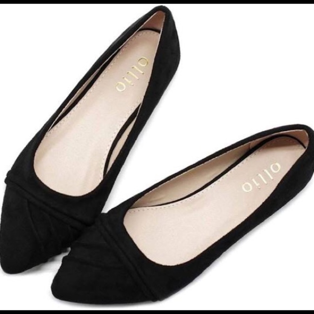 Black Suede Pointed Flats size 10